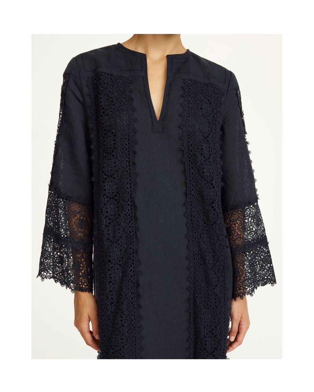 By Malene Birger Black Lace-Panel Midi Dress
