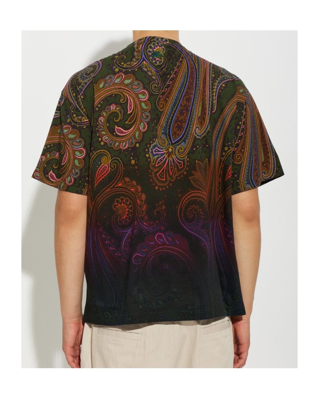 Etro Green Paisley Print T-Shirt for men