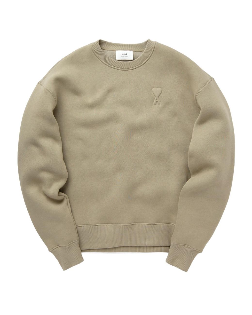 AMI Natural Ami De Coeur Logo Embossed Crewneck Sweatshirt for men