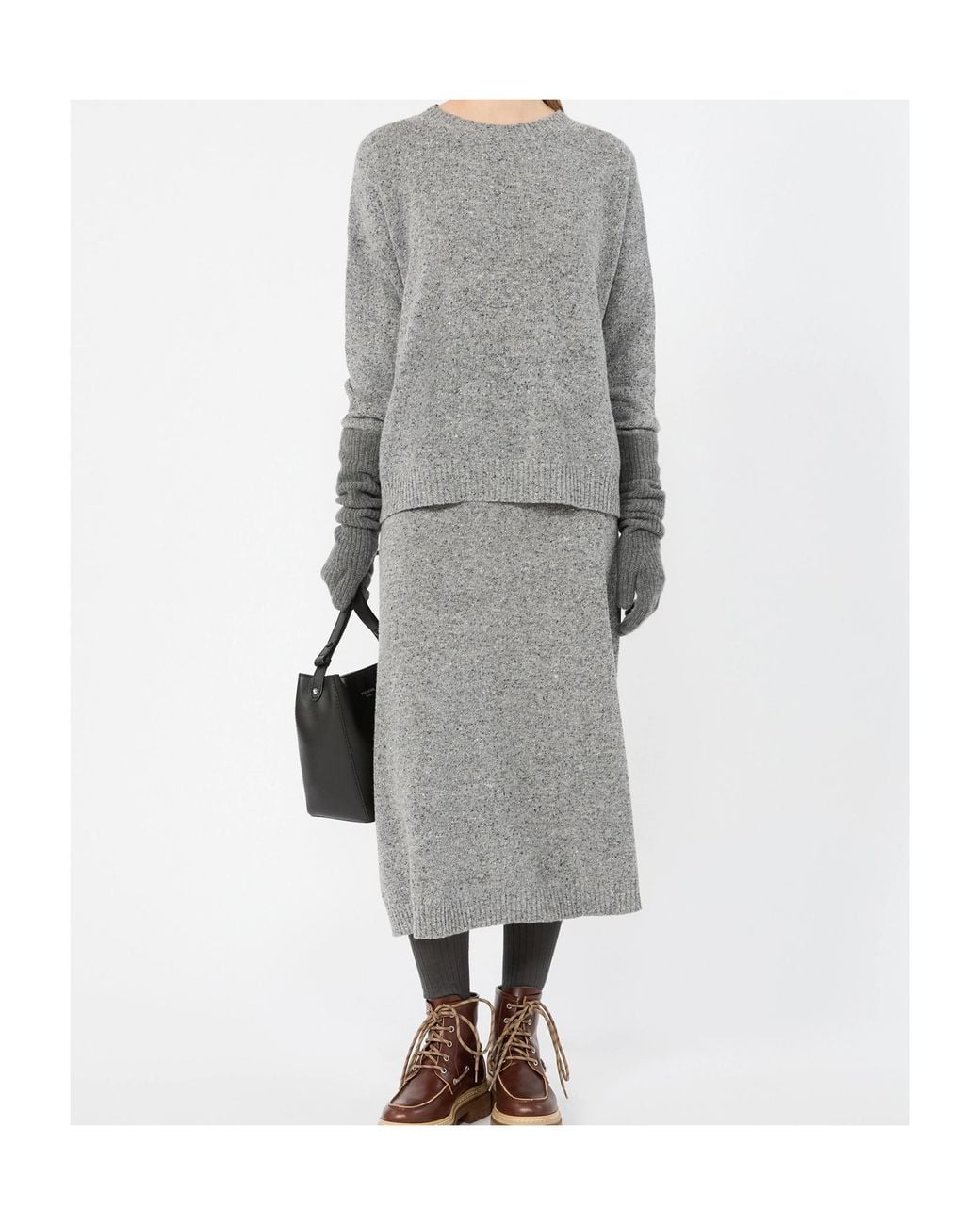 Weekend by Maxmara Gray Wkdaloa Flared Midi Tweed Skirt