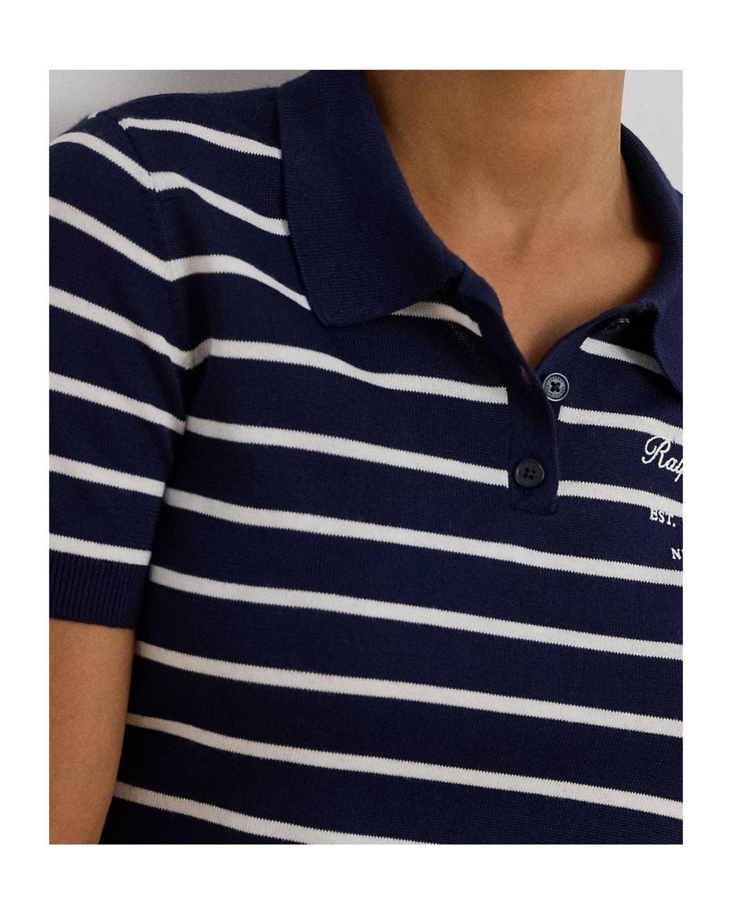 Ralph Lauren Blue Lauren Short Sleeved Striped Polo Shirt