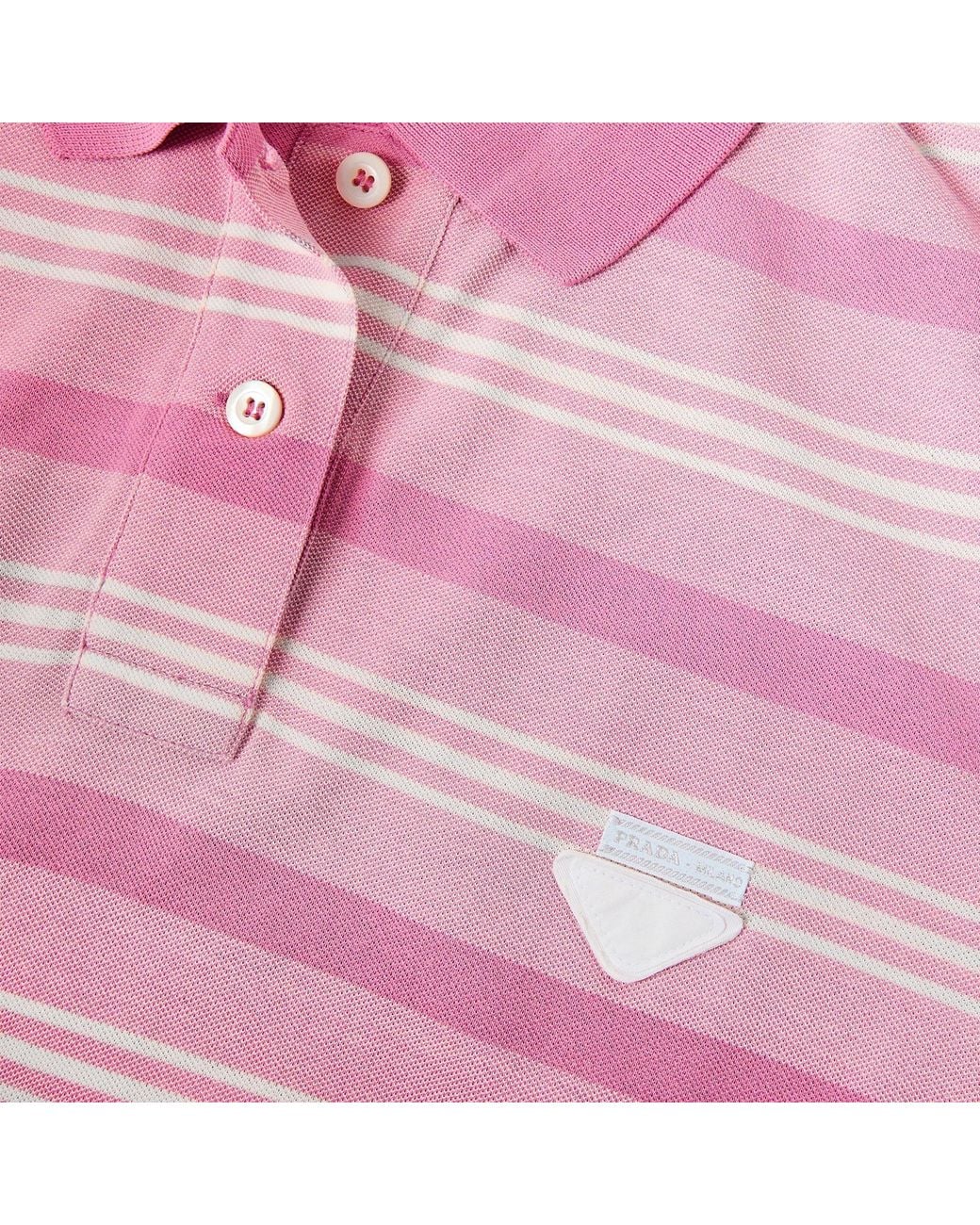 Prada Pink Striped Long Sleeve Polo Shirt