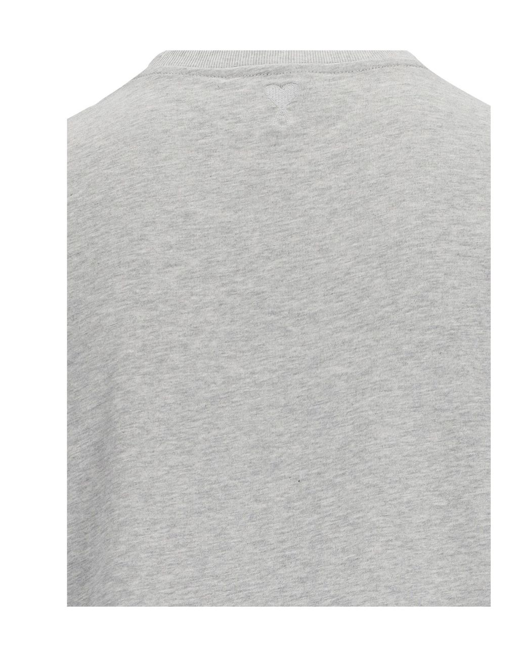 AMI Gray Logo Printed Crewneck T-Shirt