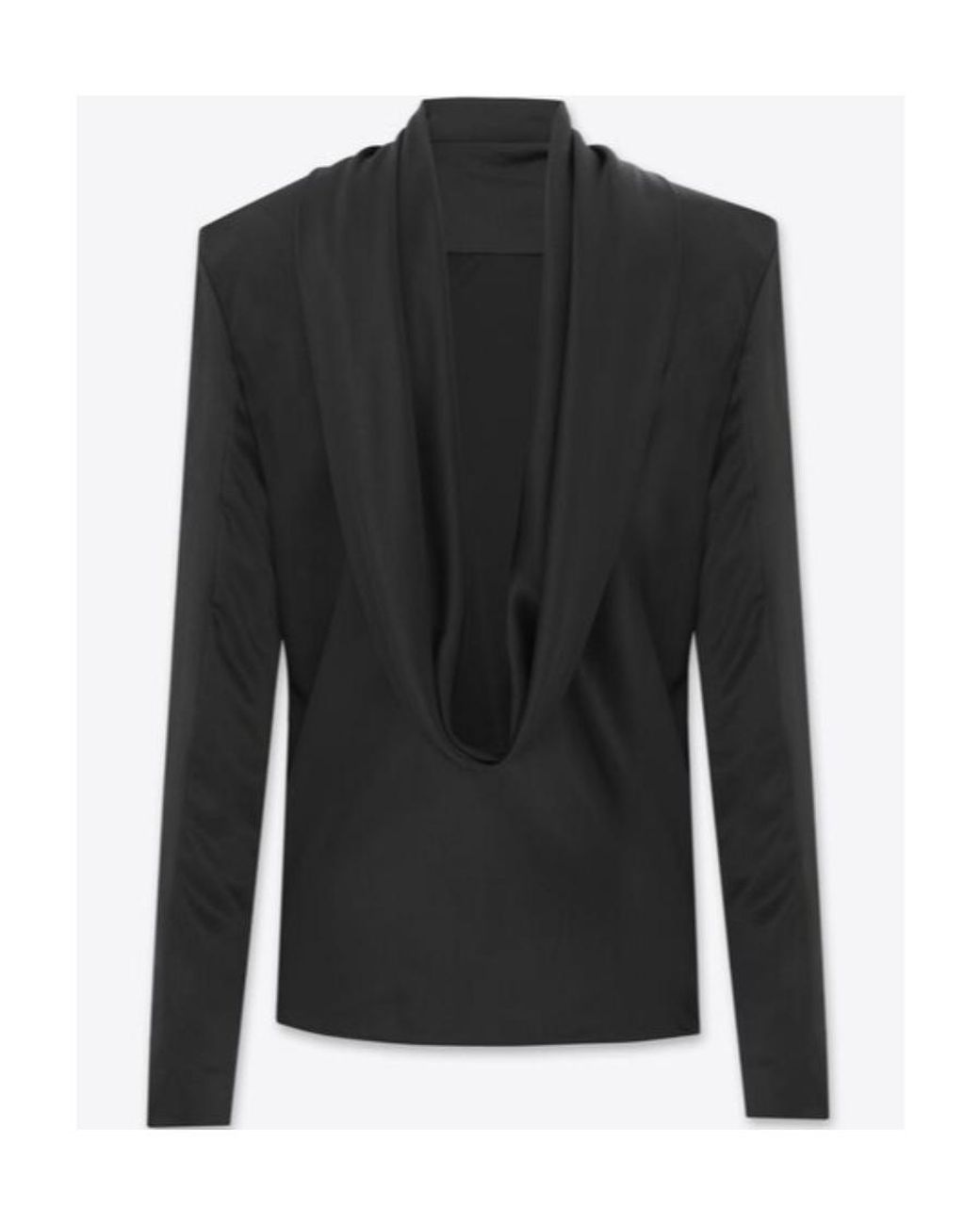Saint Laurent Black Cowl-Back Long-Sleeved Blouse