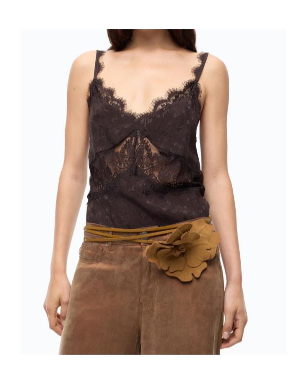 Pinko Black Lace Trim Camisole Top