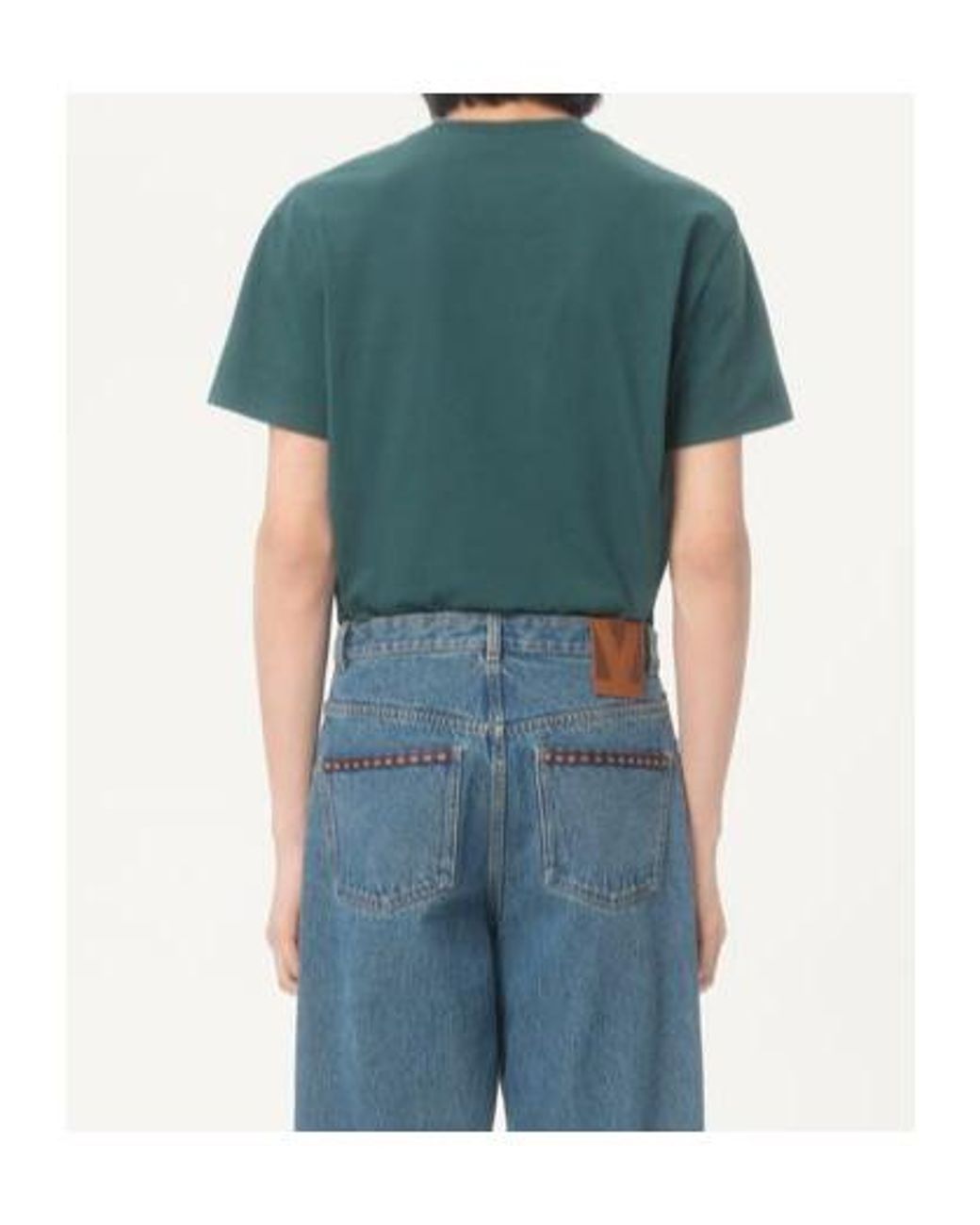 Valentino Green Vlogo Embroidered Crewneck T-Shirt for men