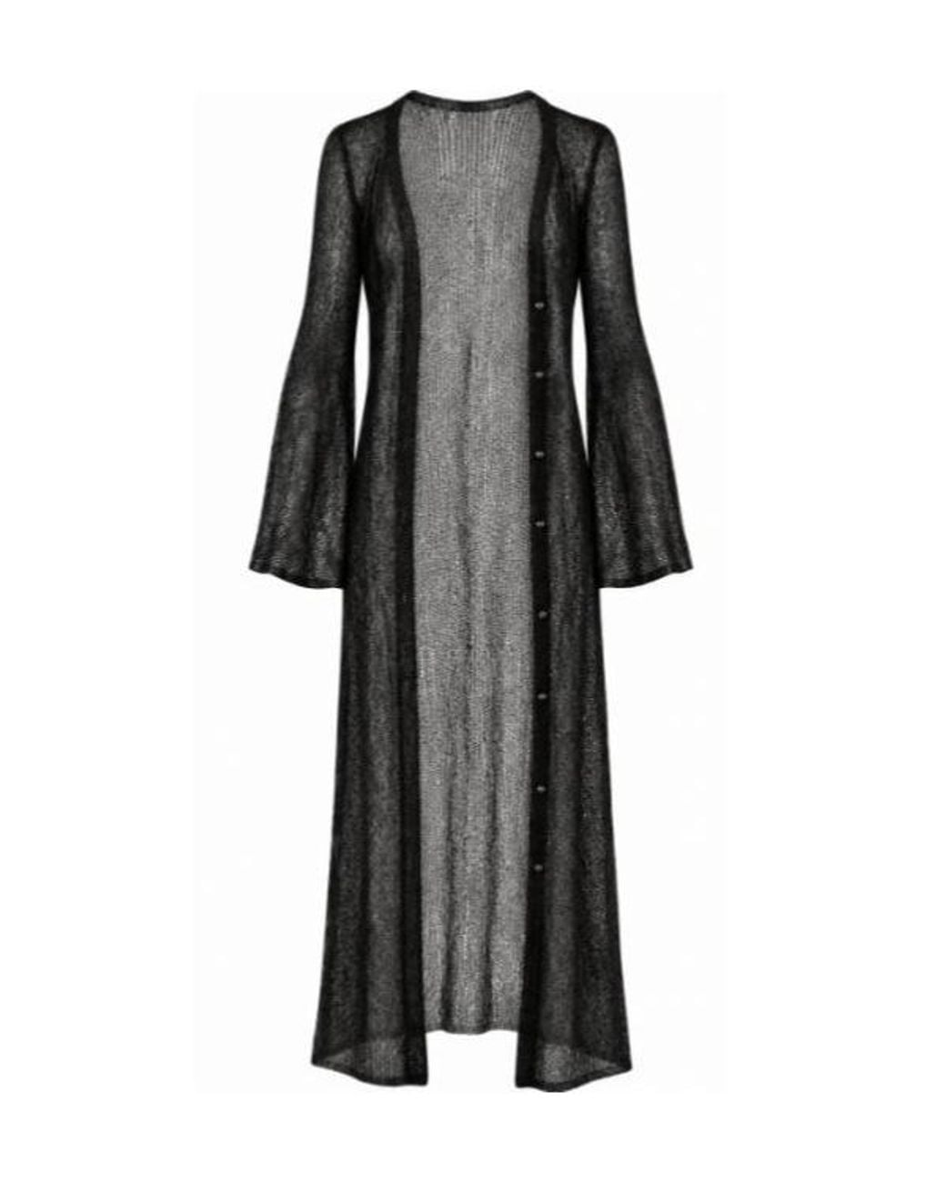Twinset Blue Long Knit Cardigan With Flared Sleeves