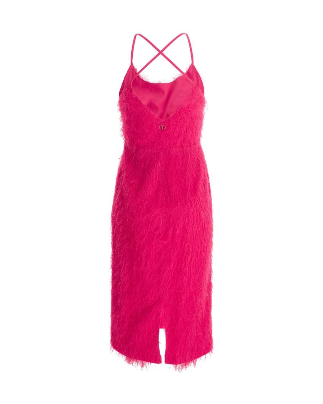 Twinset Pink Frayed Midi Dress