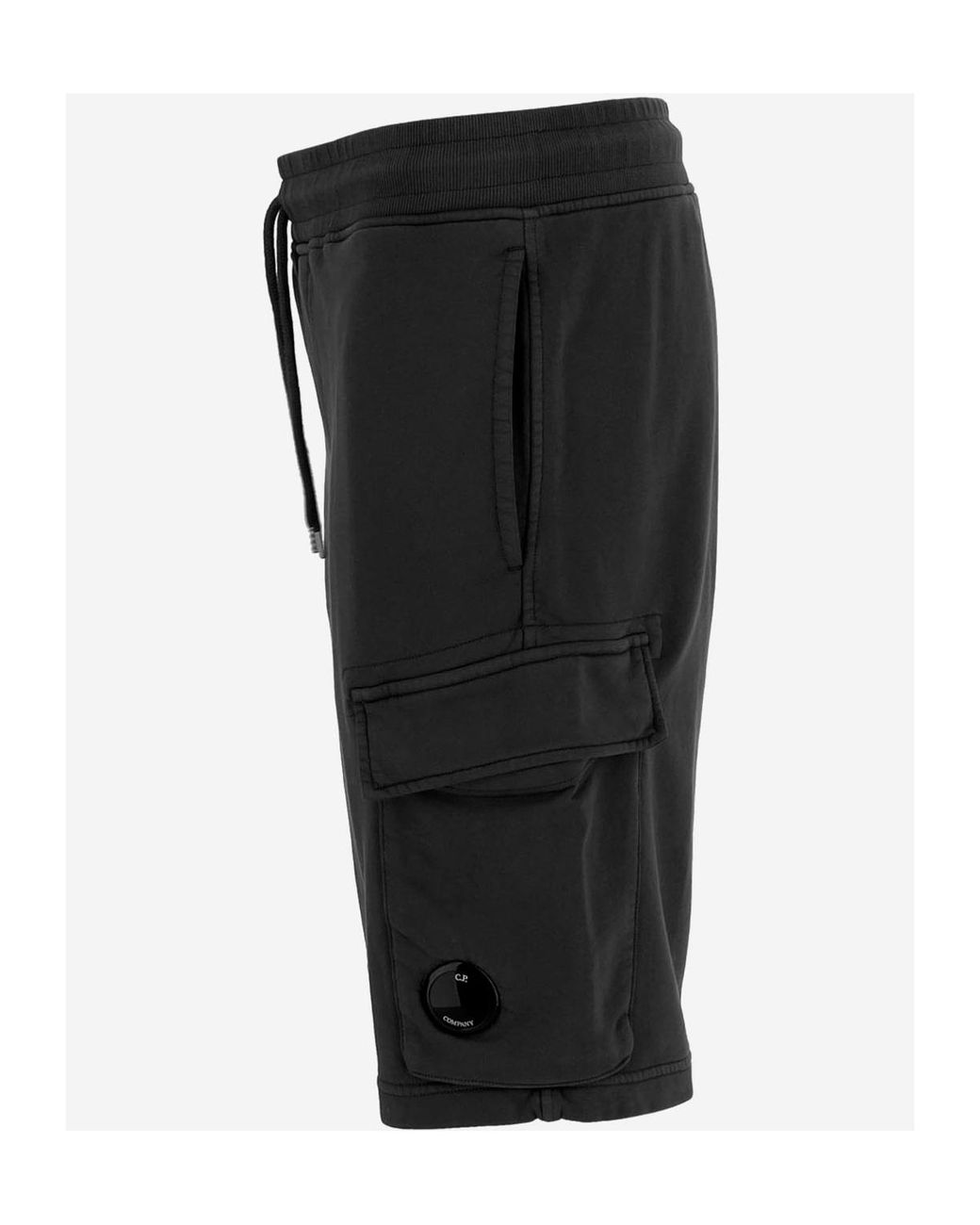 C P Company Black Drawstring Cargo Track Shorts for men