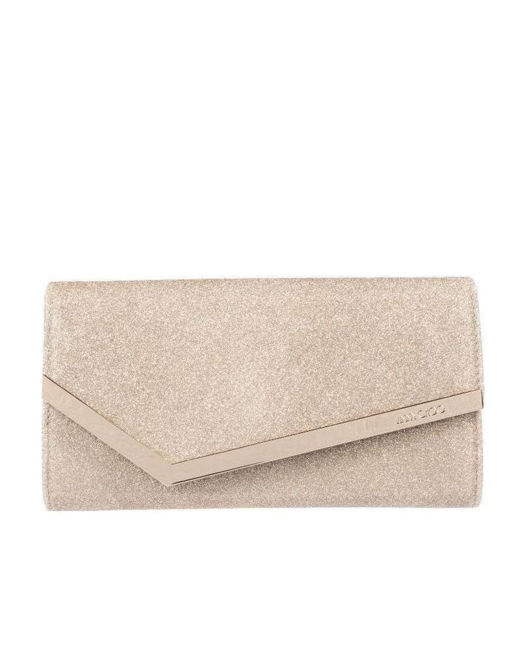 Jimmy Choo Natural Emmie Glittered Clutch Bag