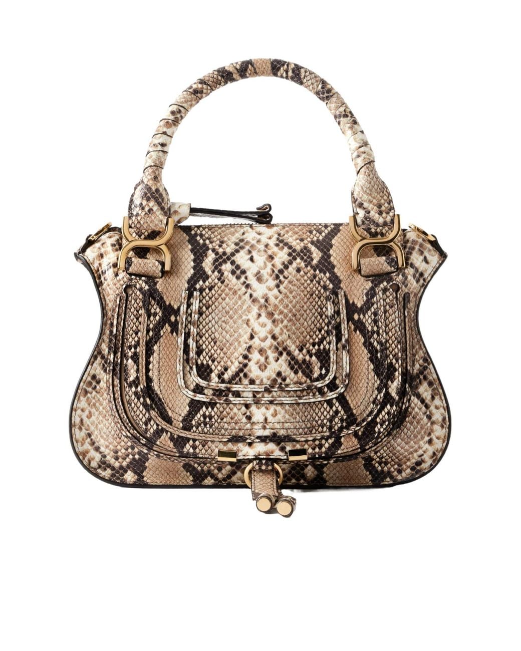 Chloé Natural Marcie Snake-Effect Leather Tote Bag