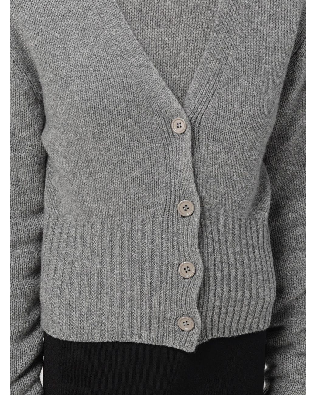 Fabiana Filippi Gray V-Neck Knitted Cardigan
