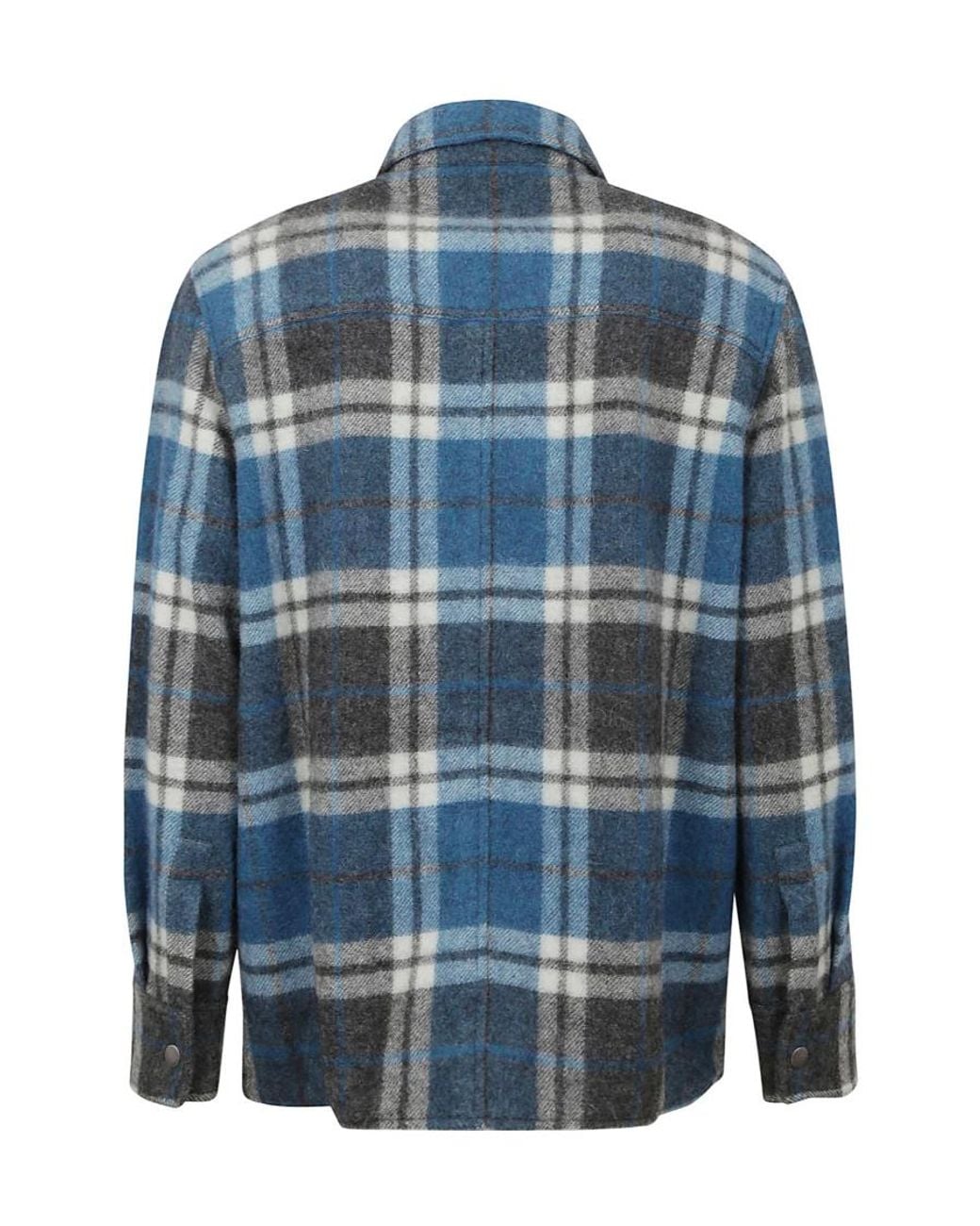 Alanui Blue Checkered Button-Up Shirt for men