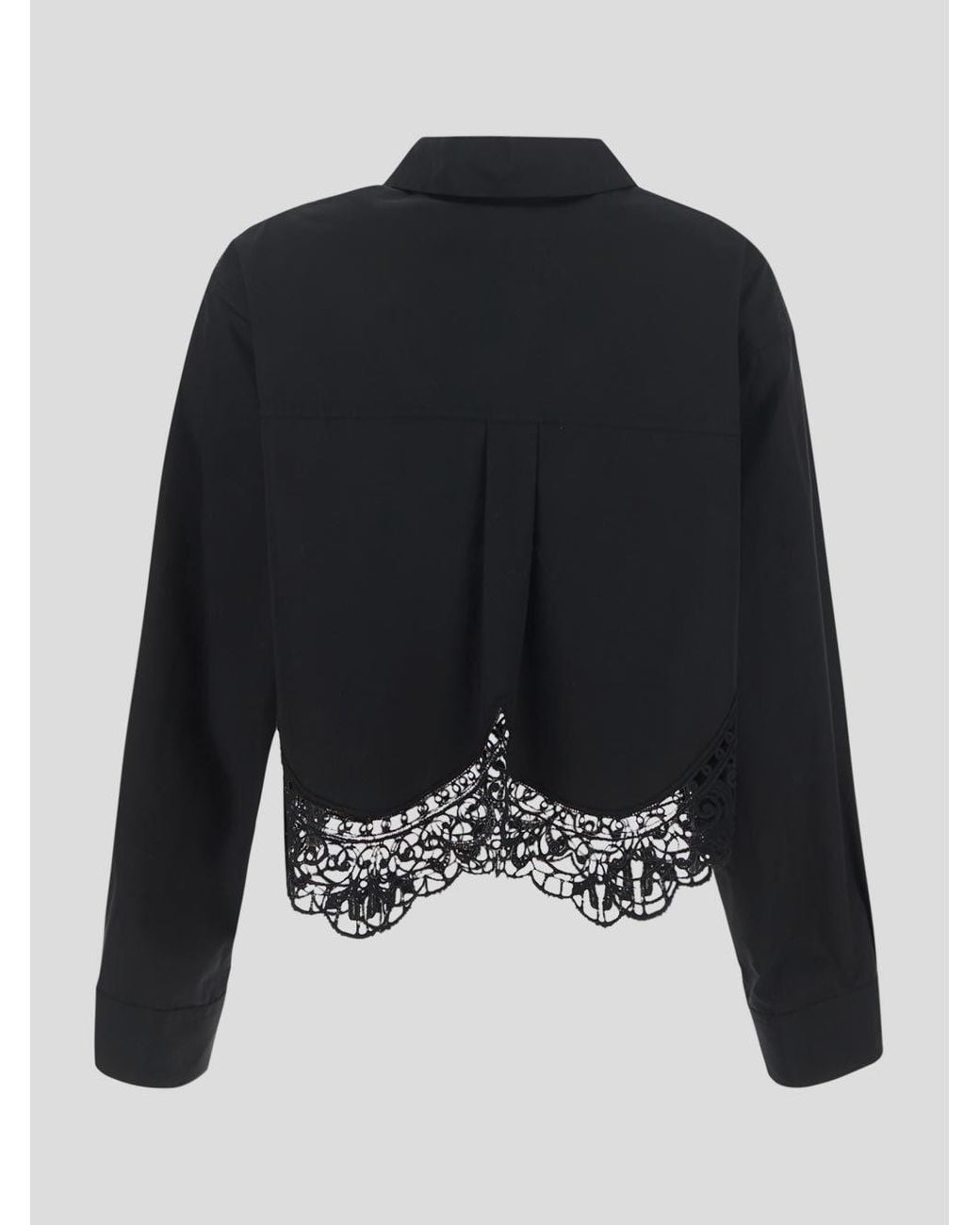 Burberry Black Lace-Detailed Long-Sleeved Shirt
