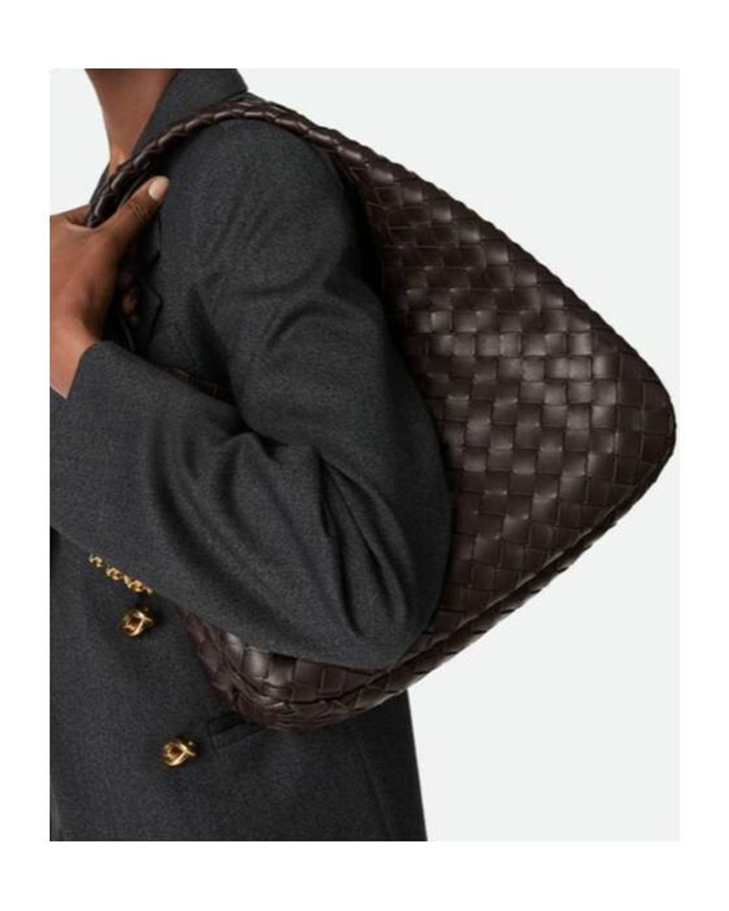 Bottega Veneta Black Campana Intrecciato Shoulder Bag