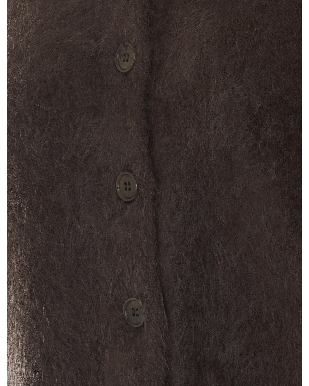 Lisa Yang Black Azelea Fuzzy Buttoned Cardigan