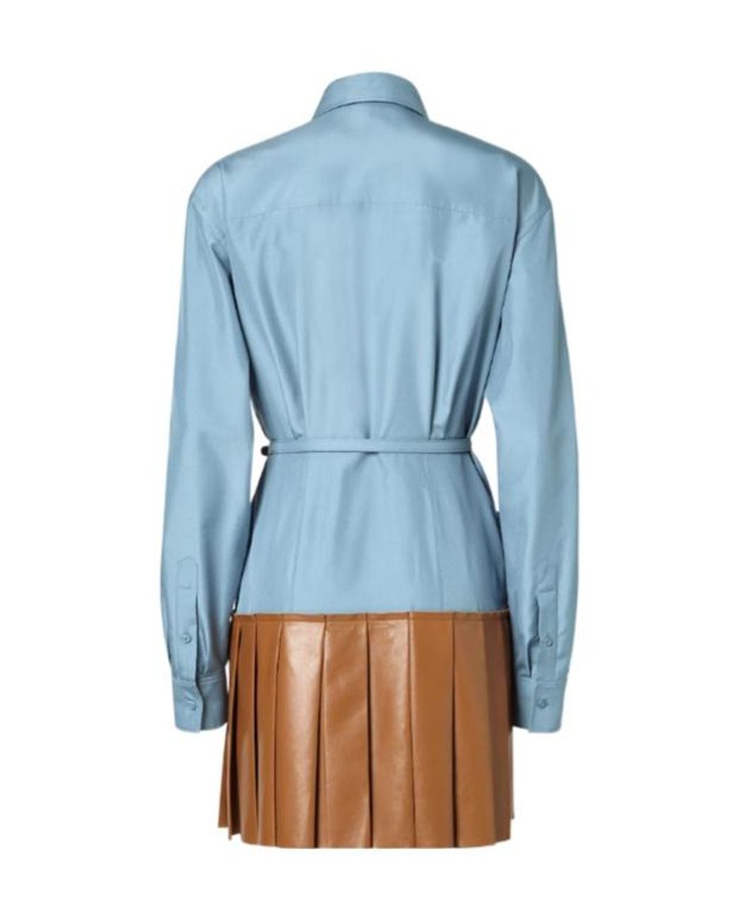 Fendi Blue Pleated Poplin Shirt Mini Dress