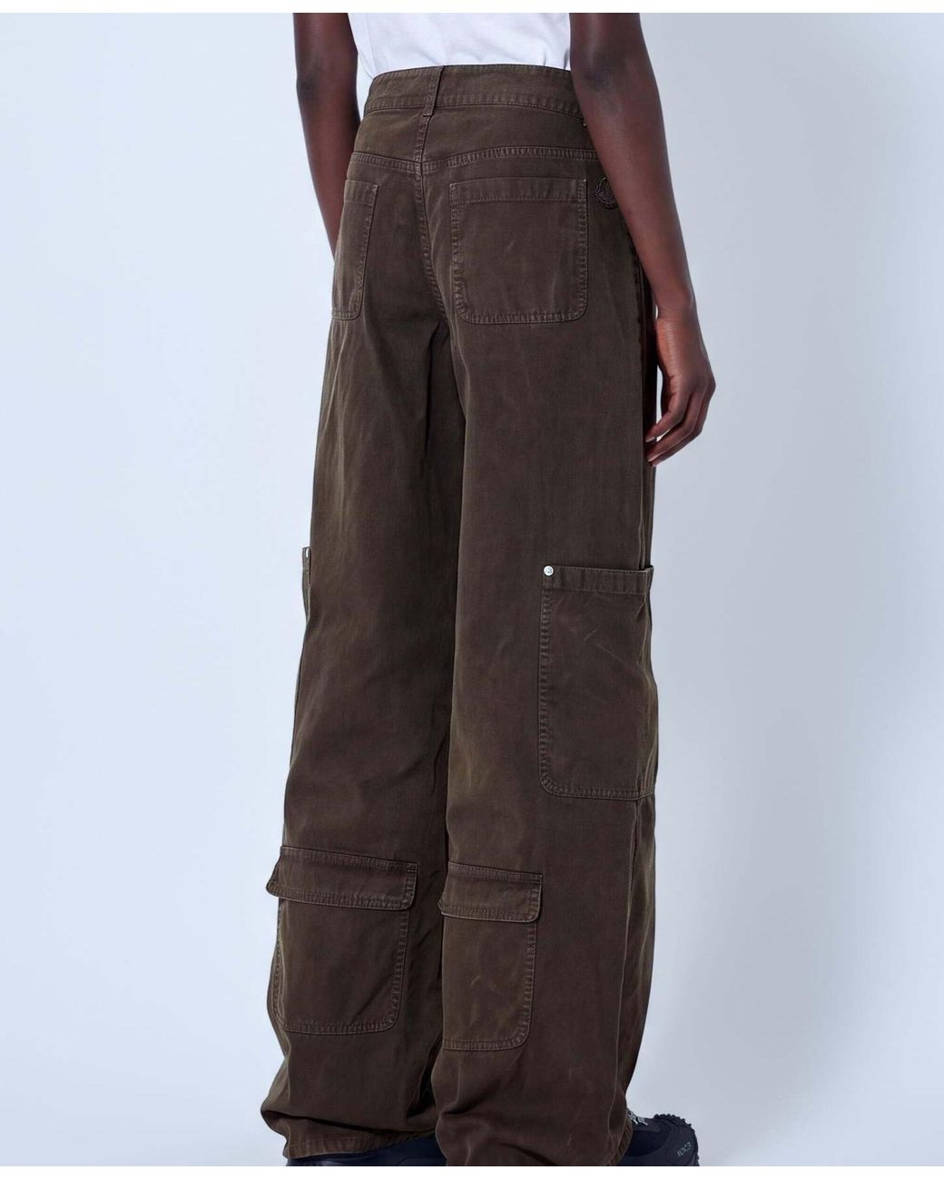 Moncler Brown Logo Patch Cargo Jeans
