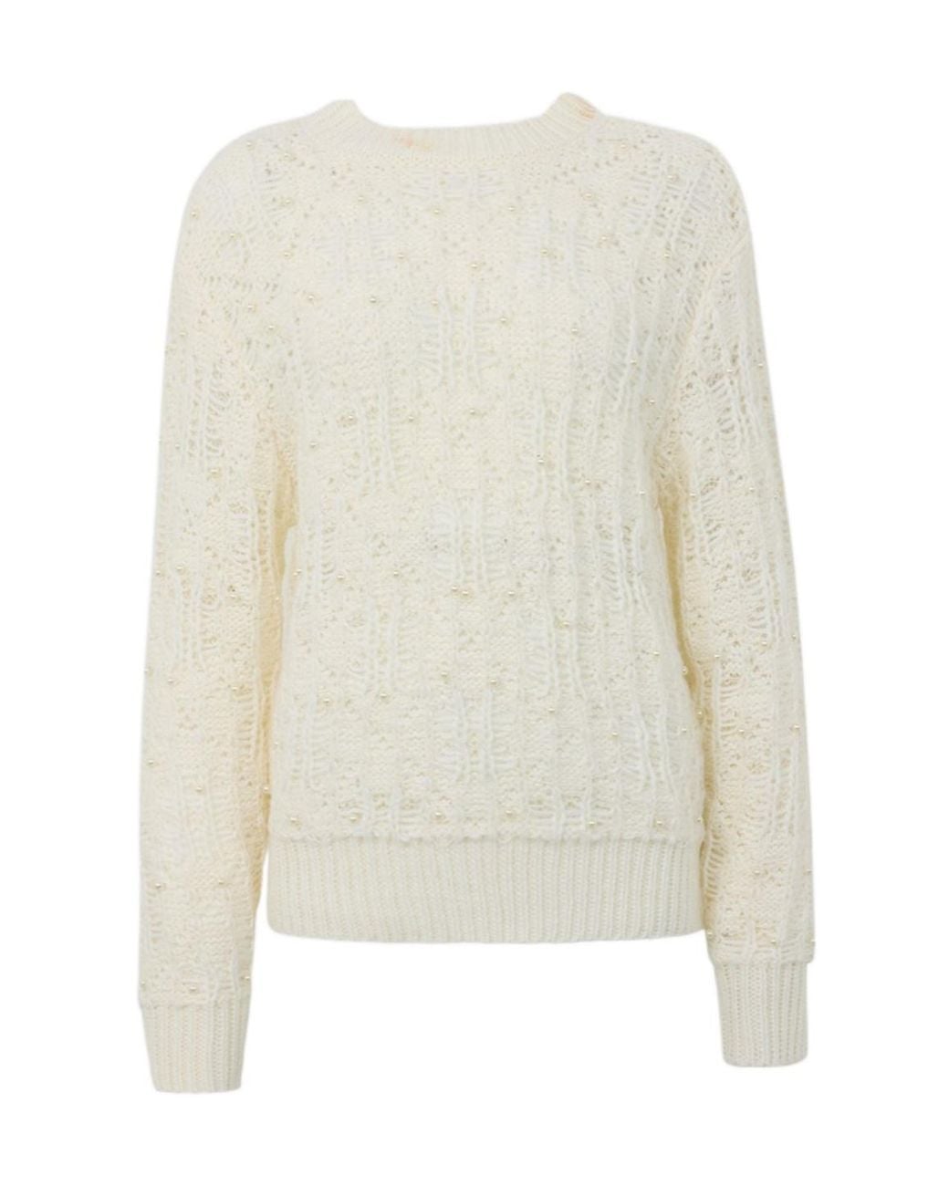 Twinset White Openwork Knit Sweater