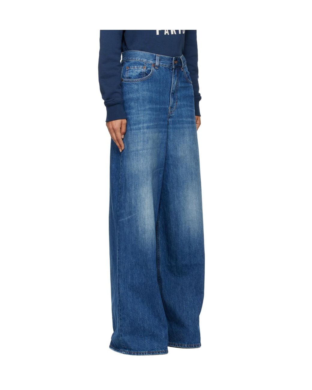 Chloé Blue Chloé Logo Patch Wide-Leg Jeans