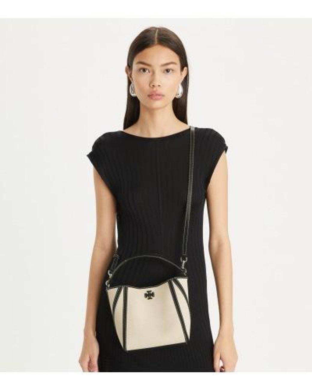 Tory Burch Natural Small Mcgraw Canvas Bucket Bag