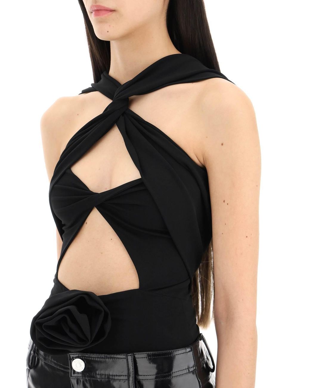 Magda Butrym Black Twisted Cut-Out Bodysuit