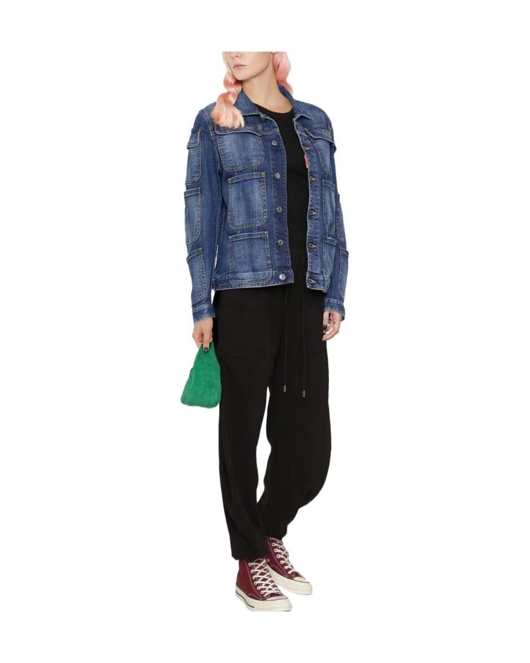 DSquared² Blue Pocket-Detailed Buttoned Denim Jacket