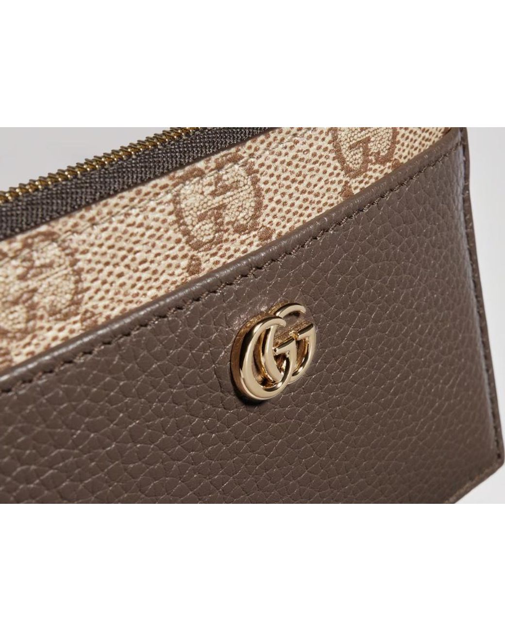 Gucci Brown Bi-Color Gg Marmont Zip Key Pouch