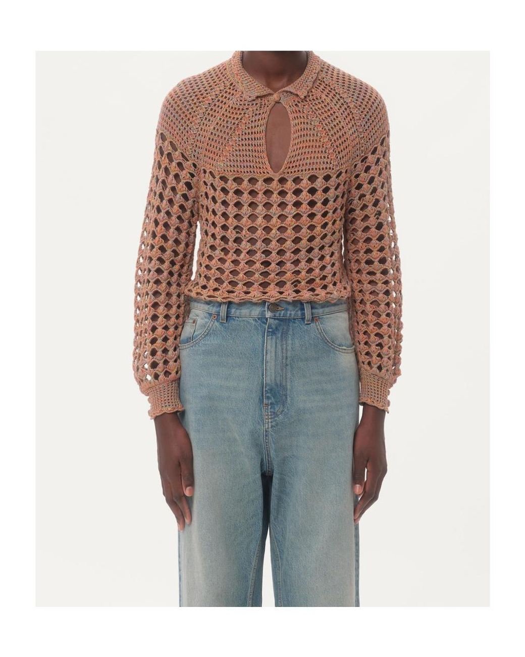 Valentino Brown Crochet High Neck Jumper for men
