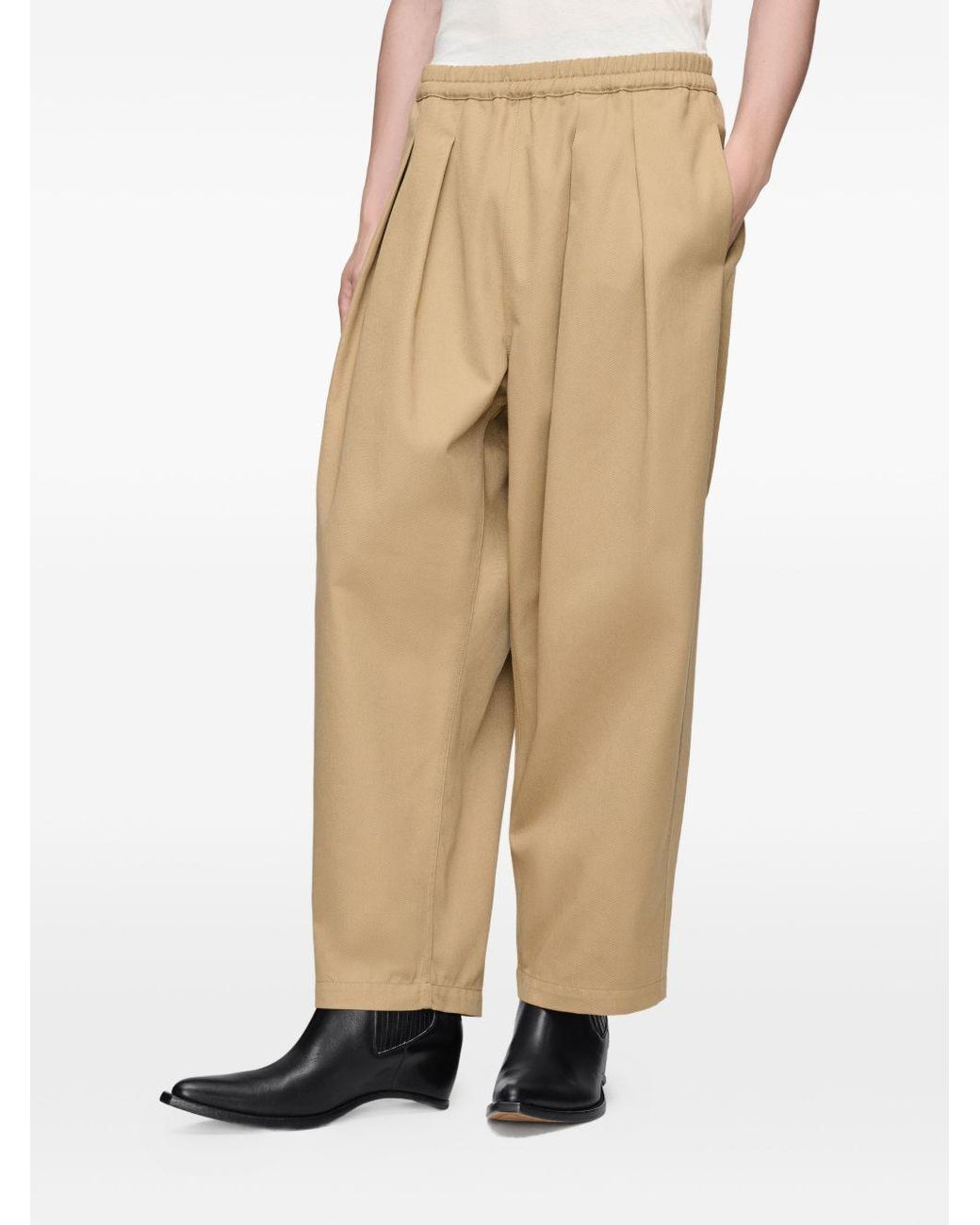 Maison Margiela Natural Pleated Wide-Leg Pants for men