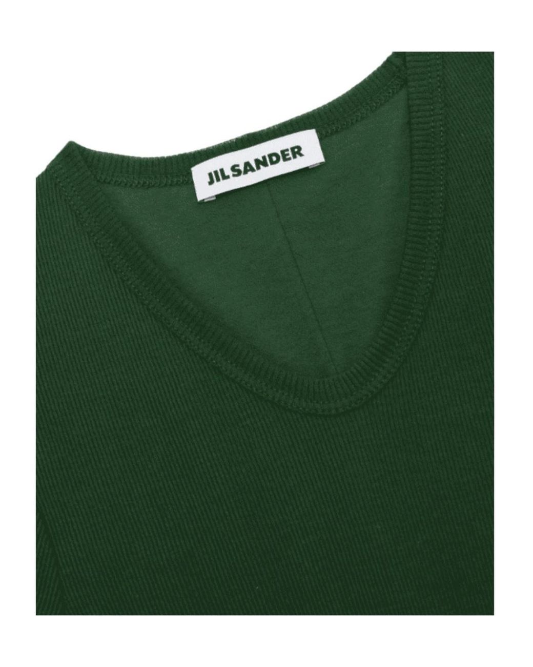 Jil Sander Green Round Neck Dress