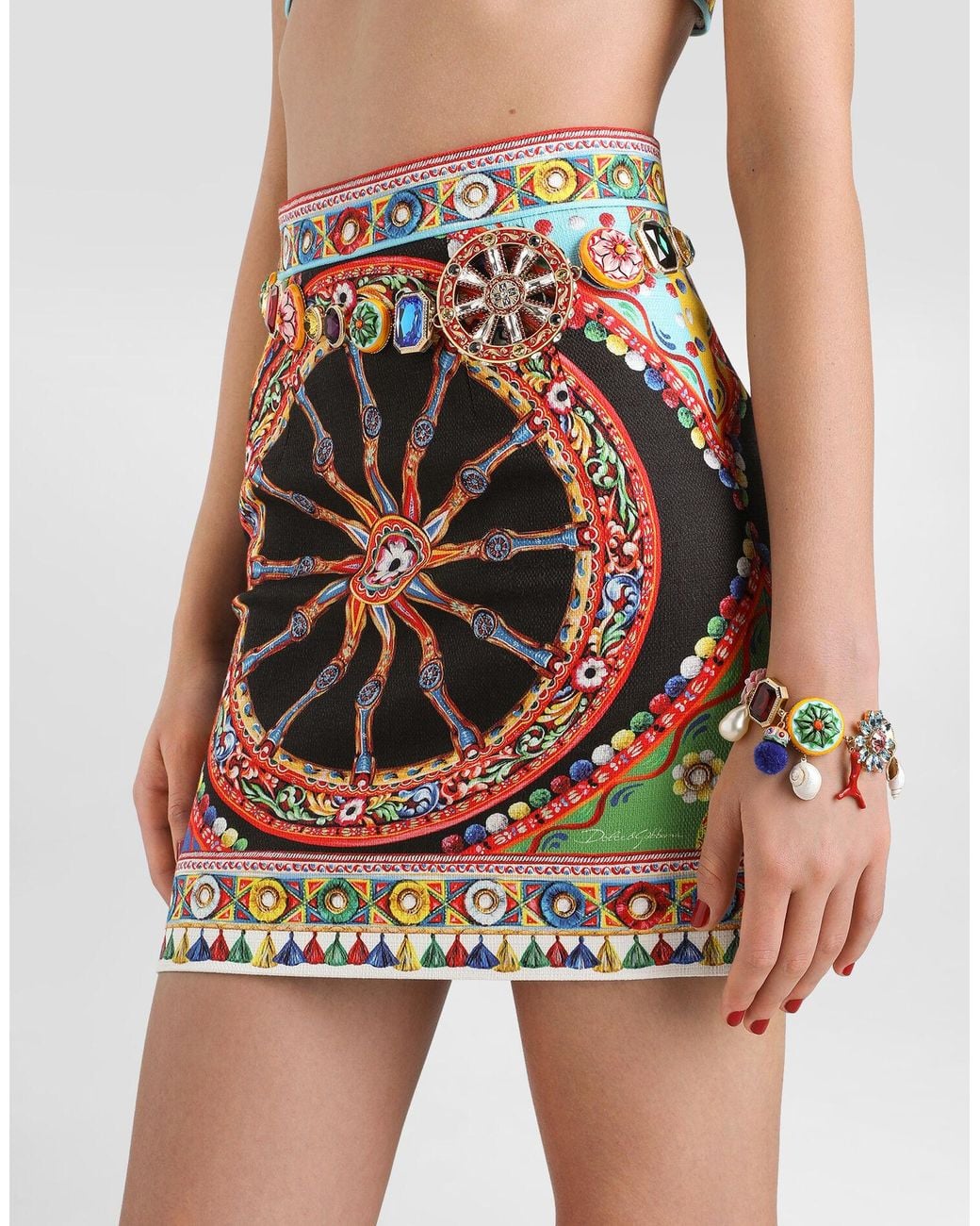 Dolce & Gabbana Multicolor Printed Stretch Cotton Mini Skirt