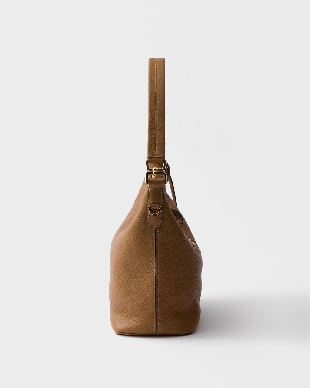 Prada Brown Logo-Lettering Zipped Shoulder Bag