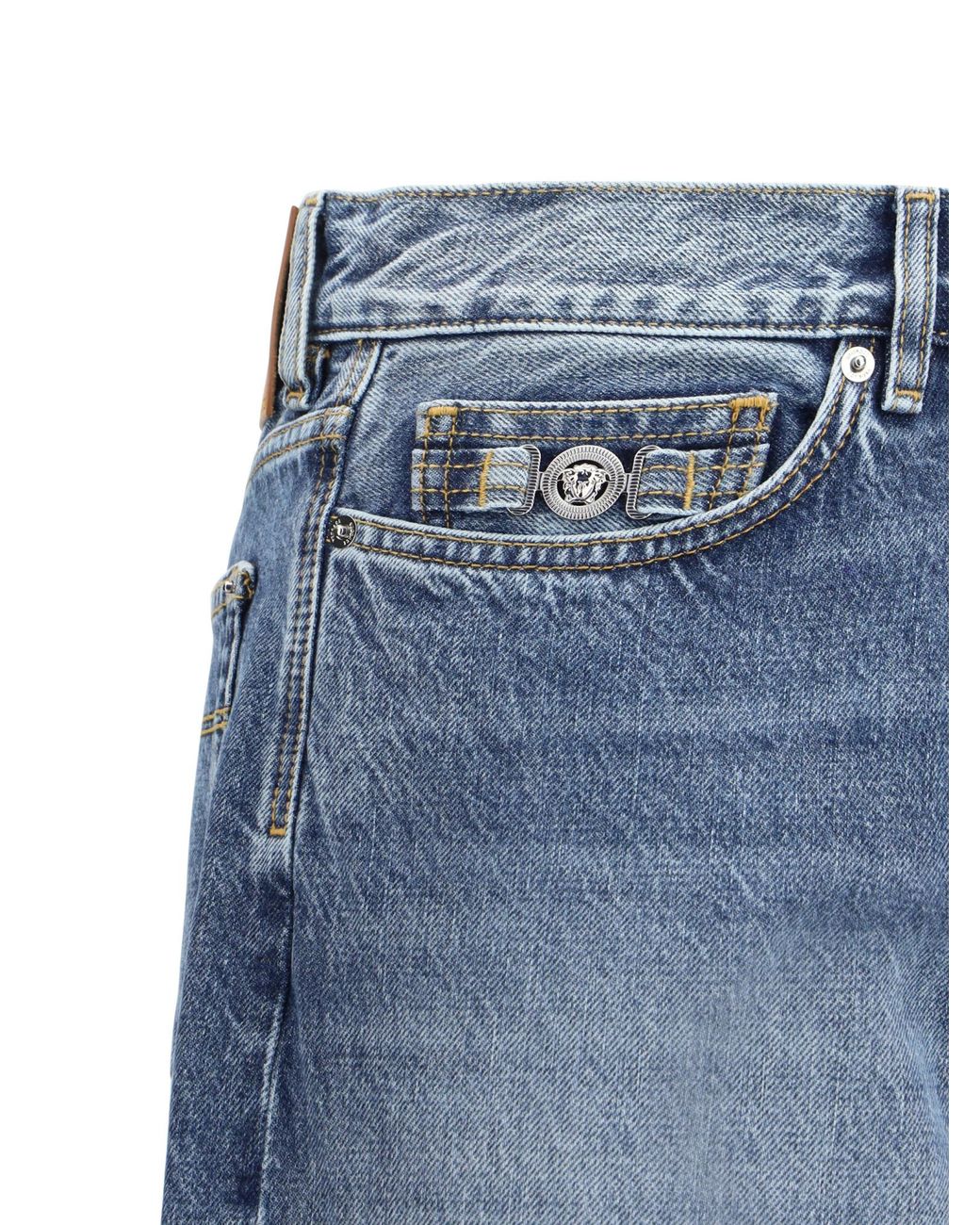 Versace Blue Logo-Patch Jeans for men