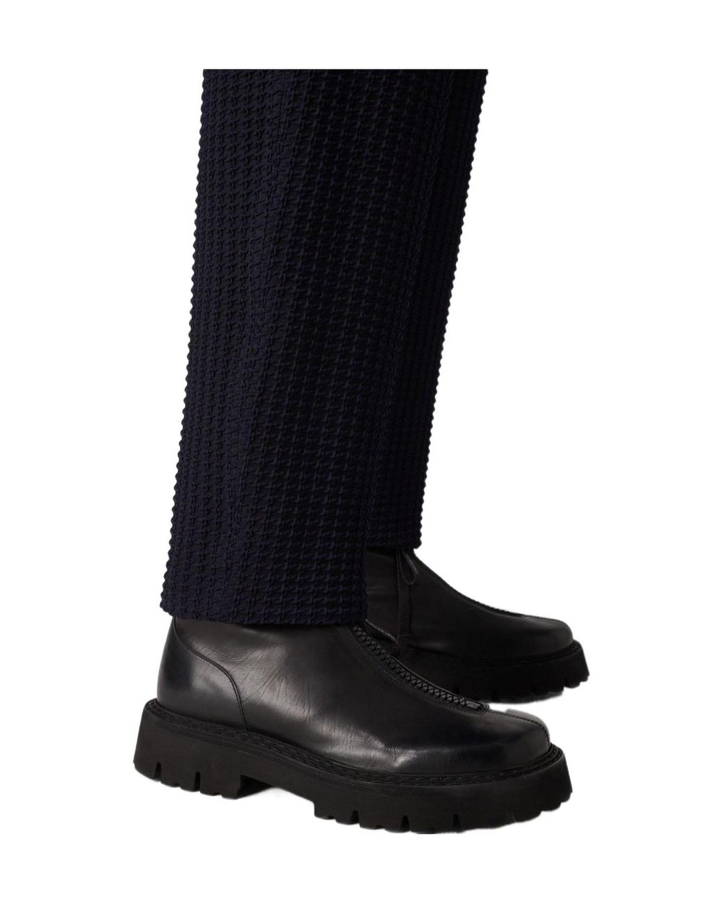 Emporio Armani Blue Knit Tapered Trousers for men