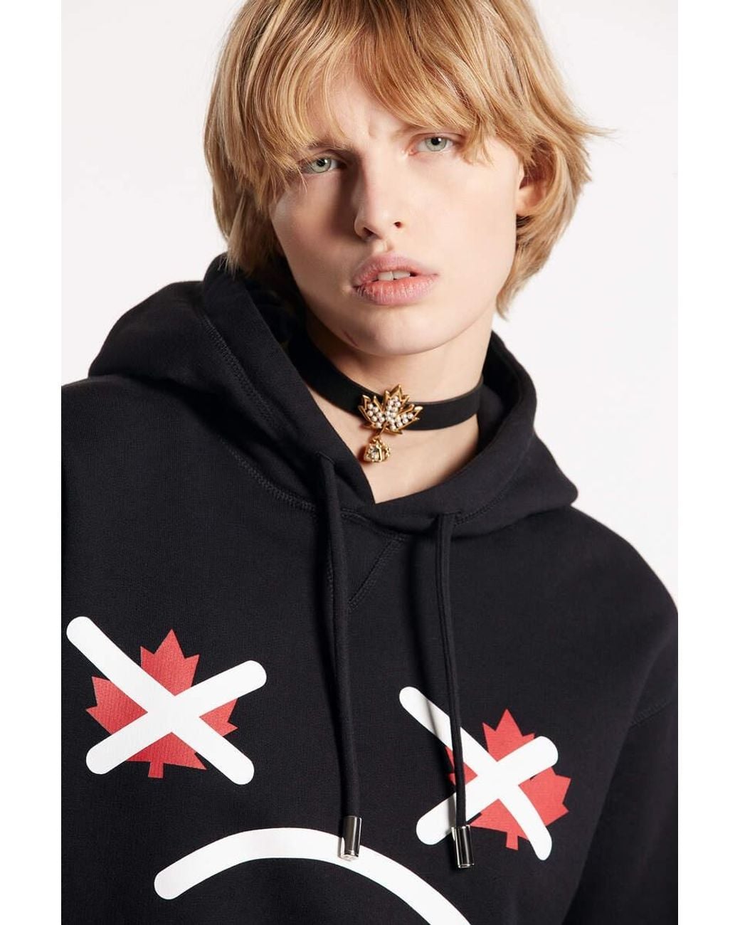 DSquared² Blue Graphic-Print Cotton Hoodie