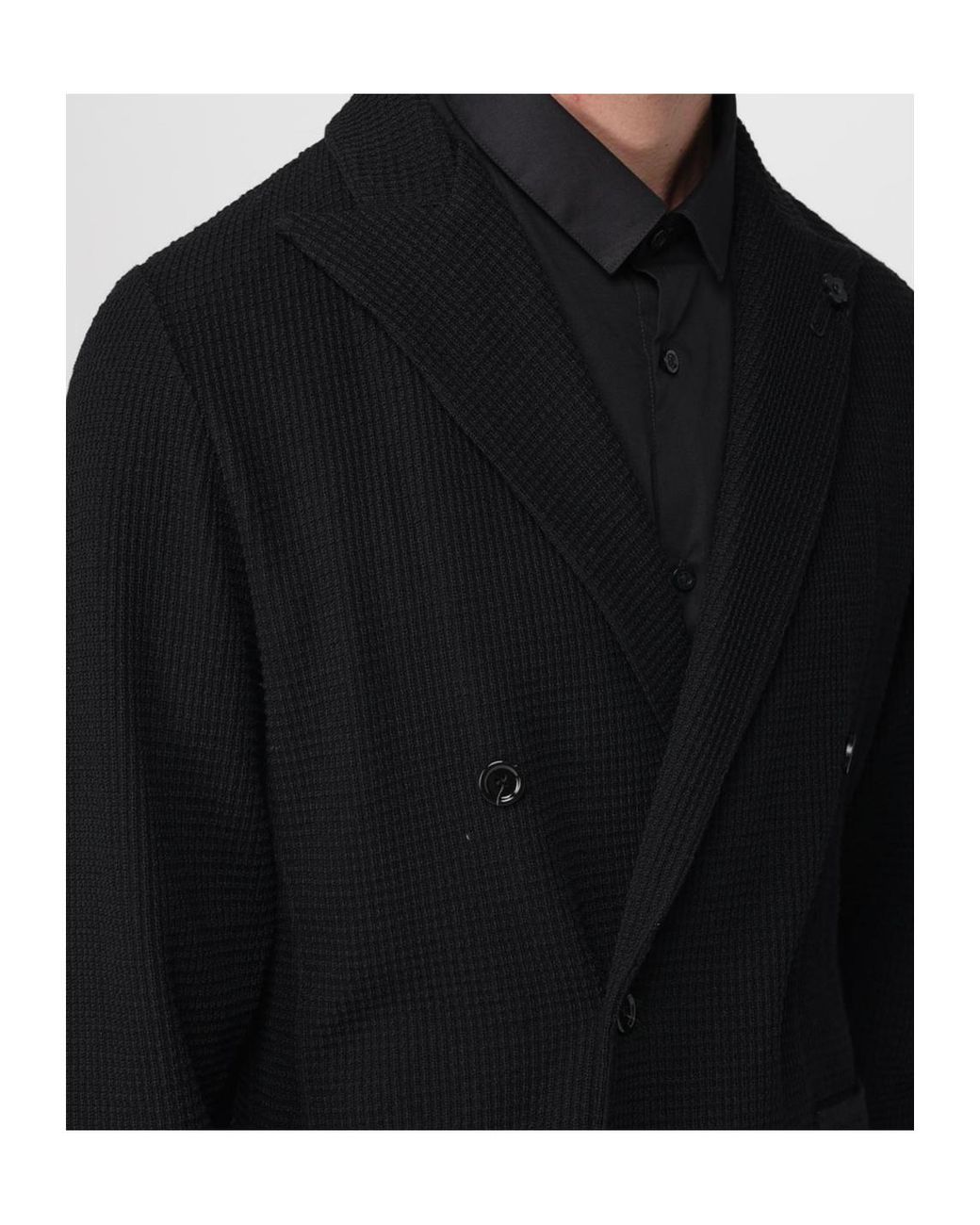 Lardini Black Double-Breasted Logo Detailed Jacket for men