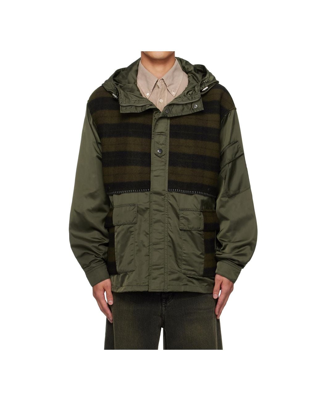 ANDERSSON BELL Green Check Layered Jacket for men