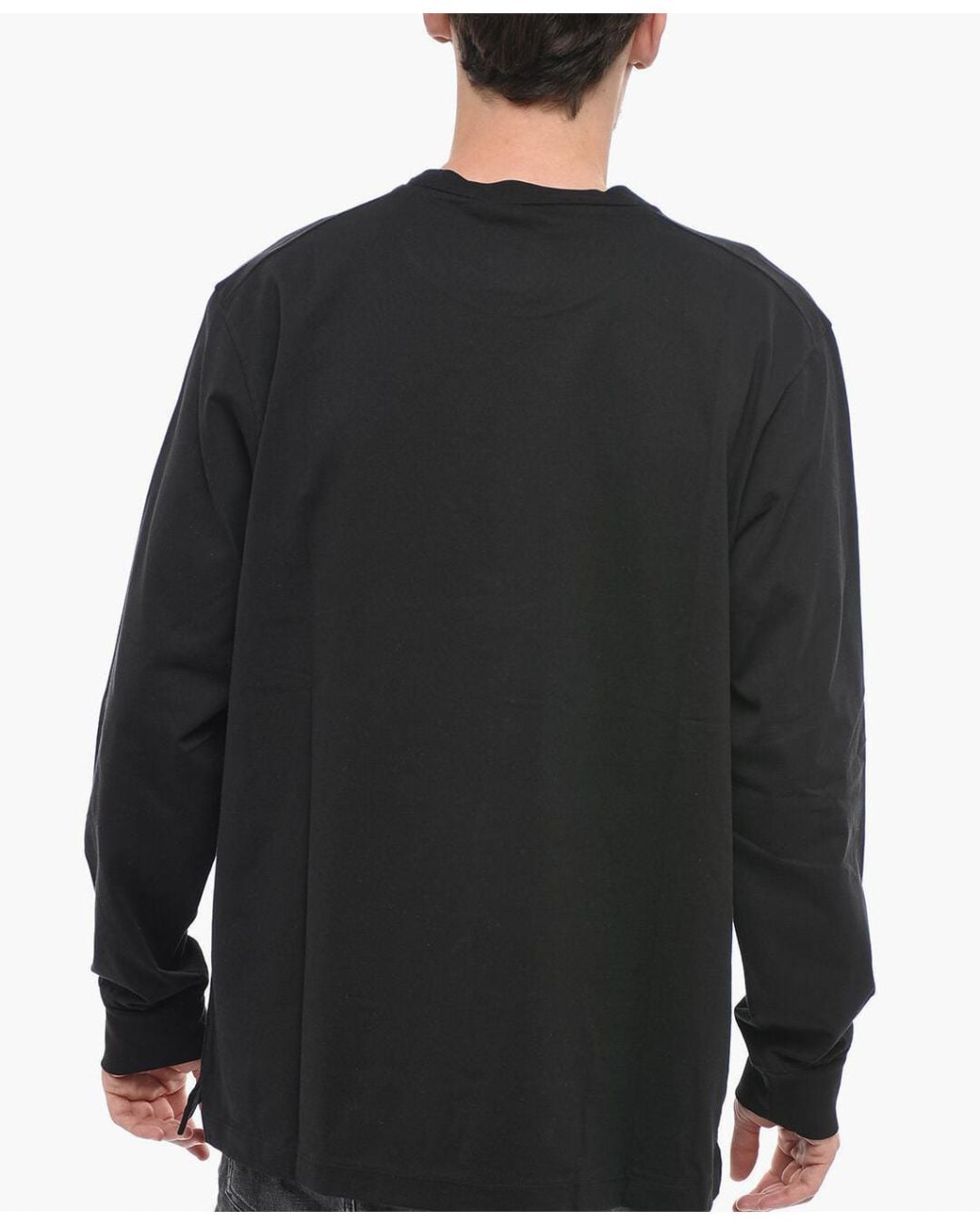 DSquared² Black Logo-Print Long-Sleeve Cotton T-Shirt for men