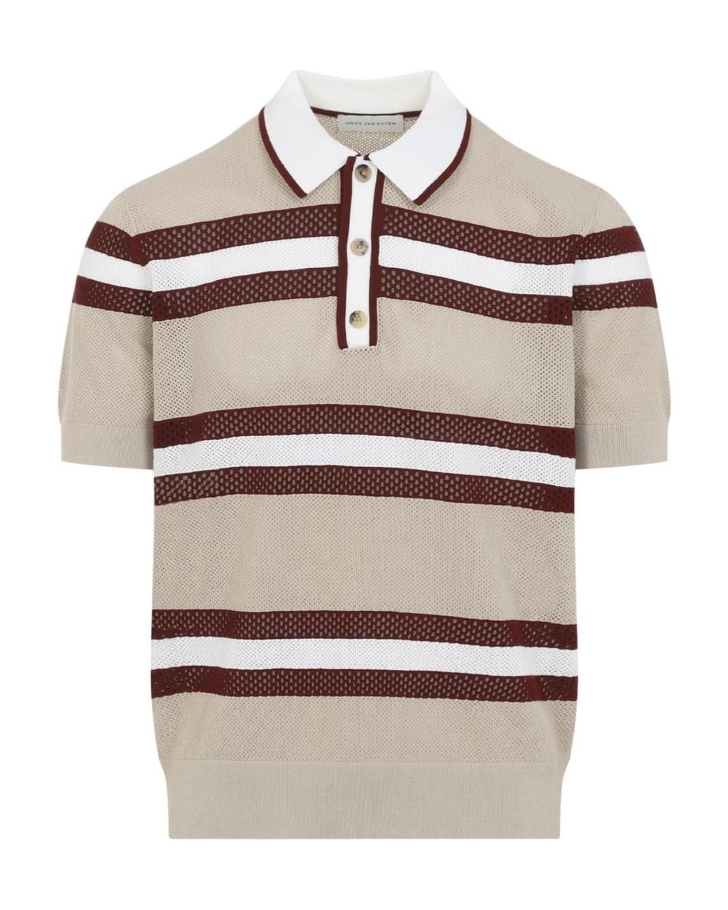 Dries Van Noten Gray Striped Polo Shirt for men