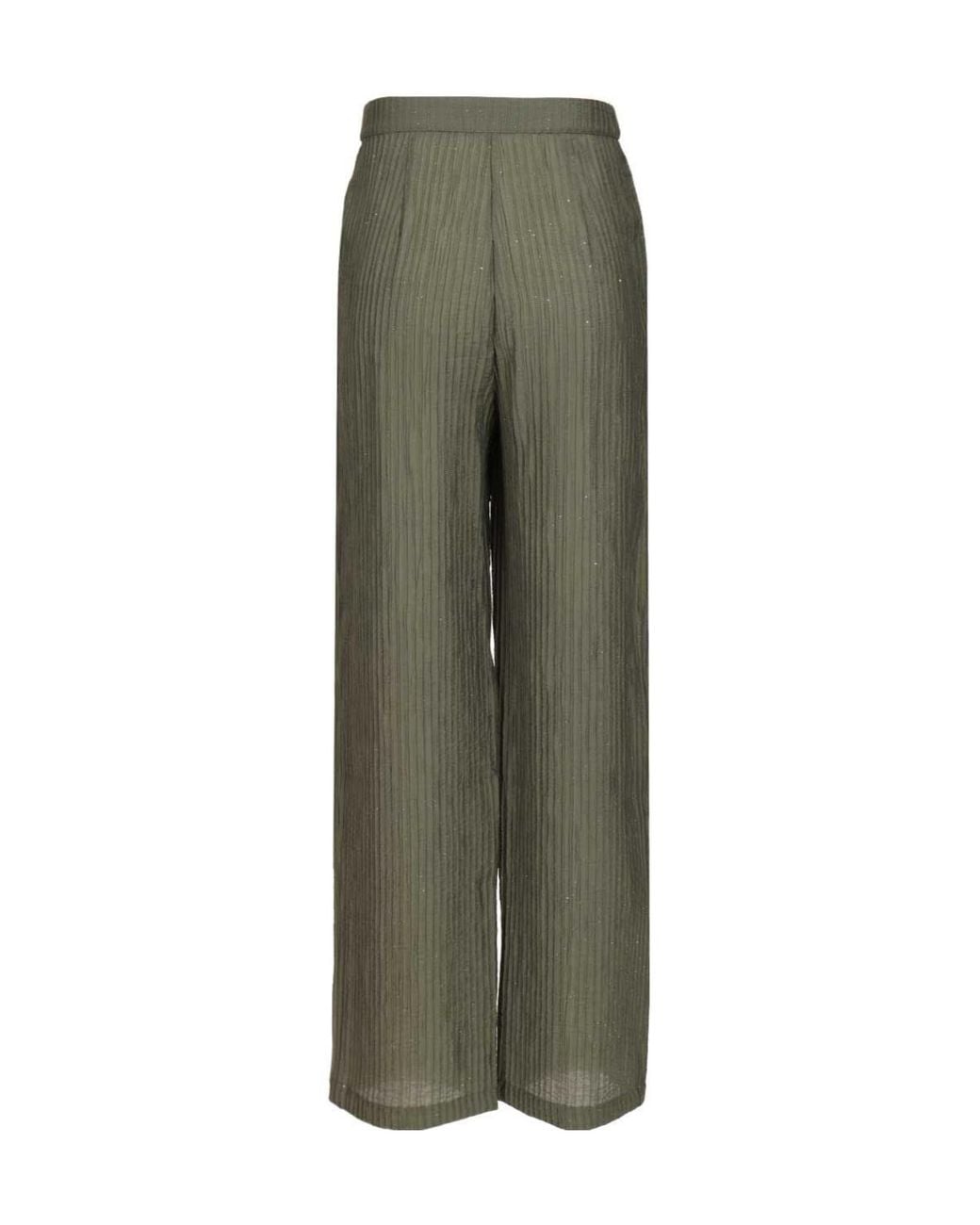 Emporio Armani Green Crinkled Straight-Leg Pants