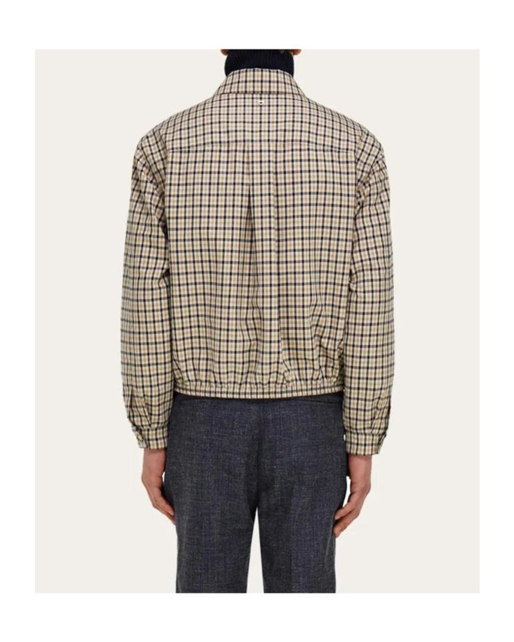 Ferragamo Gray Ferragamo Checked Zip-Up Bomber Jacket for men