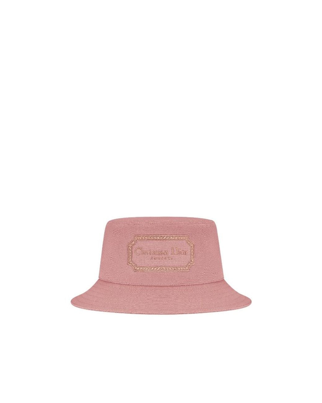 Dior Pink Homme Logo Embroidered Bucket Hat for men