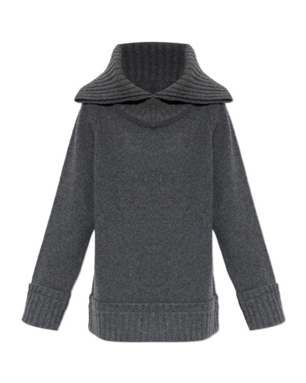 Victoria Beckham Gray Wide Collar Knitted Sweater