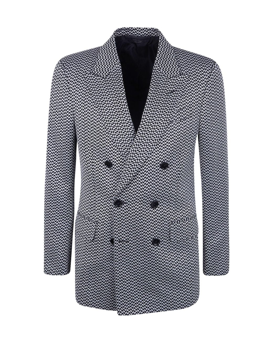 Tom Ford Blue Geometric Jacquard Double Breasted Blazer for men
