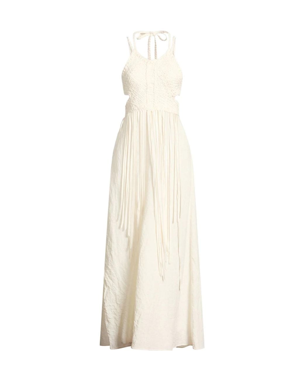 Chloé White Sleeveless Waist-Cinching Dress