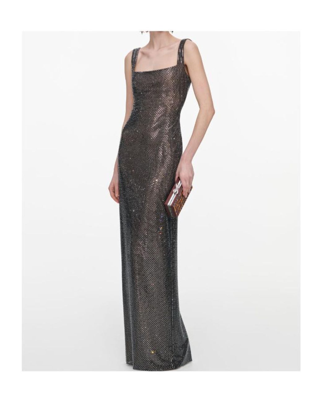 Self-Portrait Multicolor Rhinestone Maxi Dress