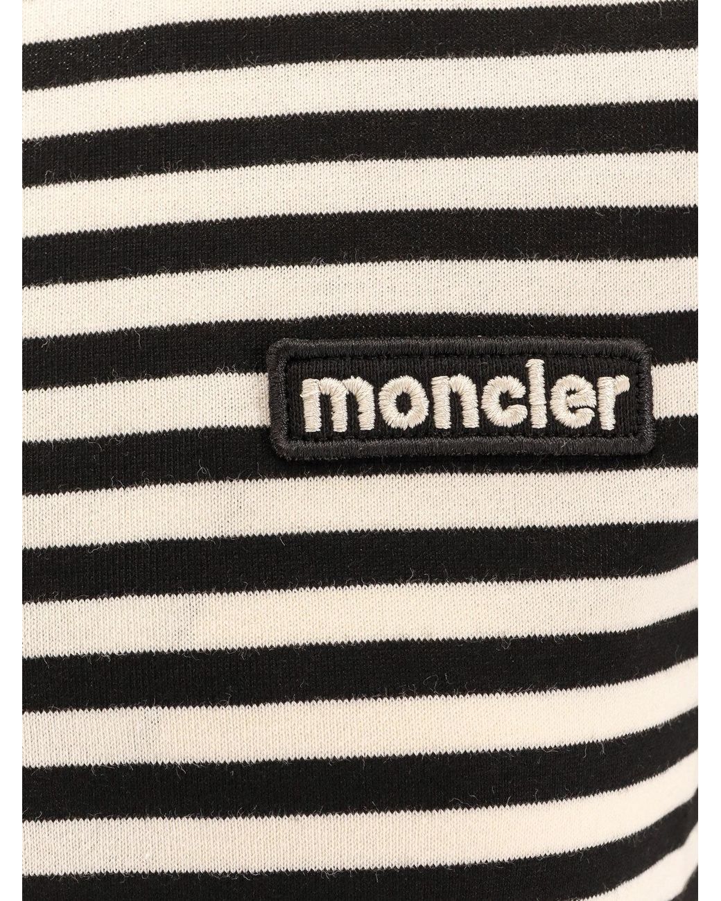 Moncler Black Logo Patch Striped Crewneck T-Shirt