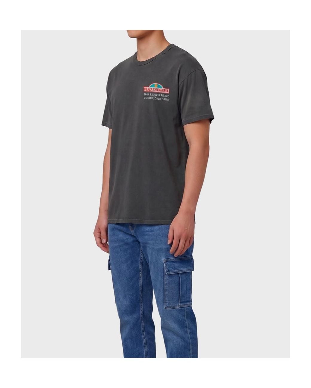 Willy Chavarria Black Graphic-Print Distressed T-Shirt for men