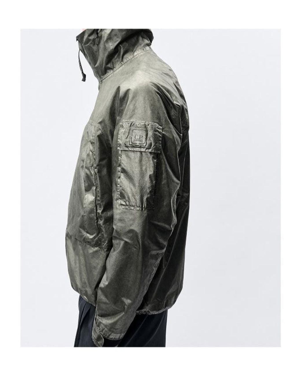 C P Company Green Metropolis Series Nano Titanium Re-Colour Hooded Jacket for men